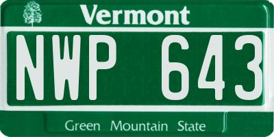 VT license plate NWP643