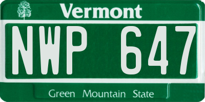VT license plate NWP647