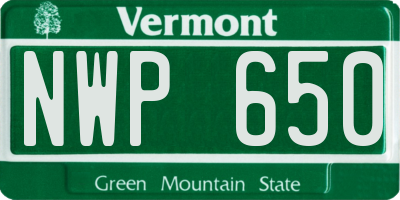VT license plate NWP650