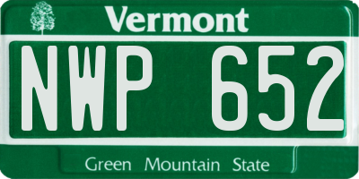 VT license plate NWP652