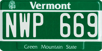 VT license plate NWP669