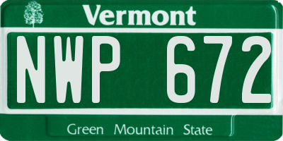 VT license plate NWP672