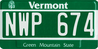 VT license plate NWP674