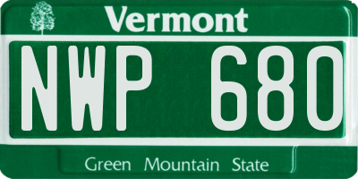 VT license plate NWP680