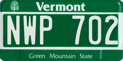 VT license plate NWP702
