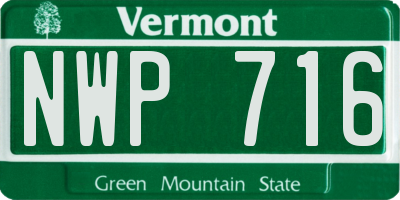 VT license plate NWP716