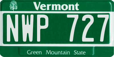 VT license plate NWP727