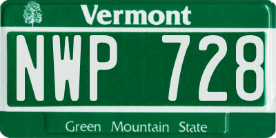 VT license plate NWP728