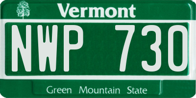VT license plate NWP730