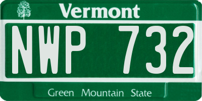 VT license plate NWP732