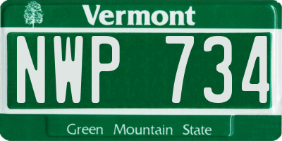 VT license plate NWP734