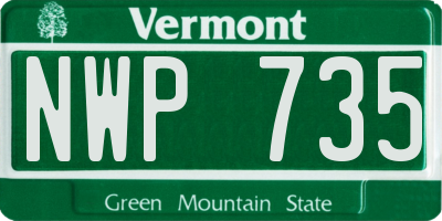 VT license plate NWP735
