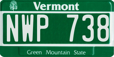 VT license plate NWP738