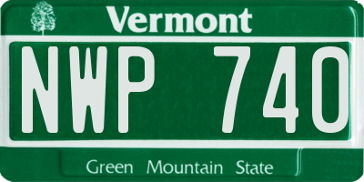 VT license plate NWP740