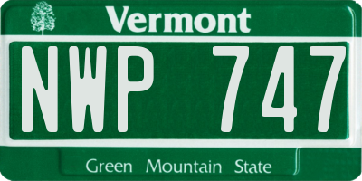 VT license plate NWP747