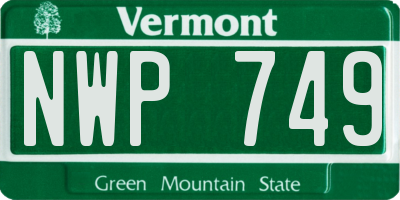 VT license plate NWP749