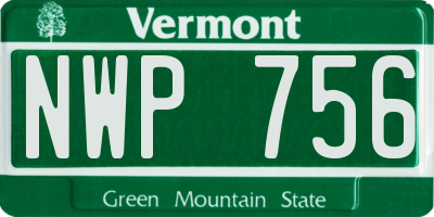VT license plate NWP756
