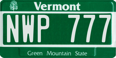 VT license plate NWP777