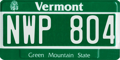 VT license plate NWP804