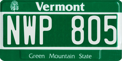 VT license plate NWP805