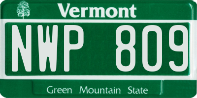 VT license plate NWP809