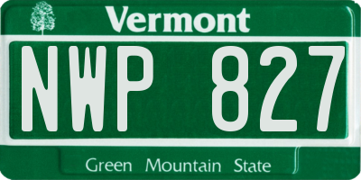 VT license plate NWP827