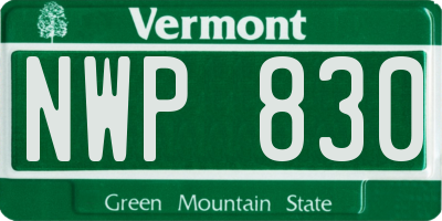 VT license plate NWP830