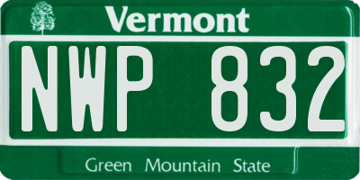 VT license plate NWP832