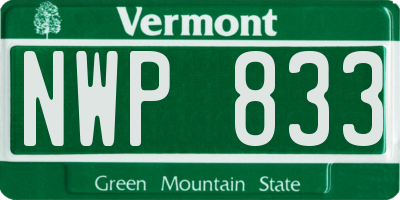 VT license plate NWP833