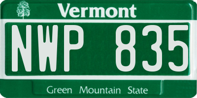 VT license plate NWP835