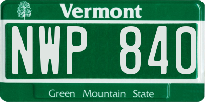 VT license plate NWP840