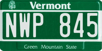 VT license plate NWP845