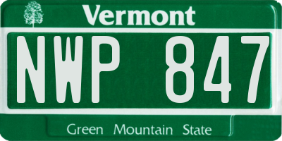 VT license plate NWP847
