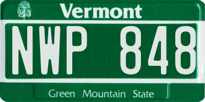 VT license plate NWP848