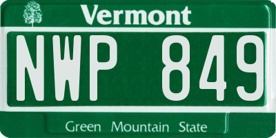 VT license plate NWP849