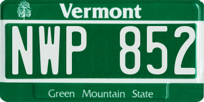 VT license plate NWP852