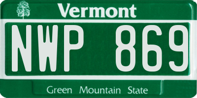 VT license plate NWP869