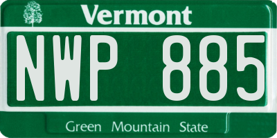 VT license plate NWP885