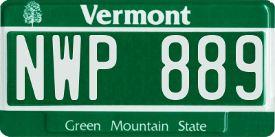 VT license plate NWP889