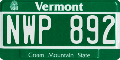 VT license plate NWP892