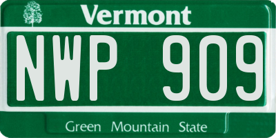 VT license plate NWP909