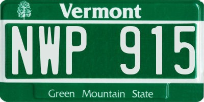 VT license plate NWP915