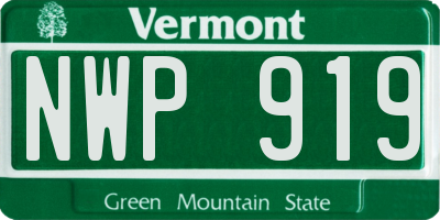 VT license plate NWP919