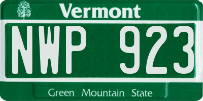 VT license plate NWP923