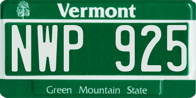 VT license plate NWP925