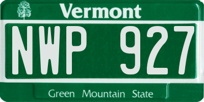 VT license plate NWP927