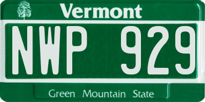 VT license plate NWP929