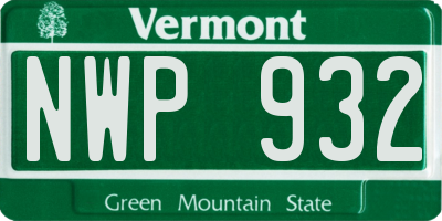 VT license plate NWP932