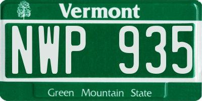 VT license plate NWP935