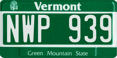 VT license plate NWP939